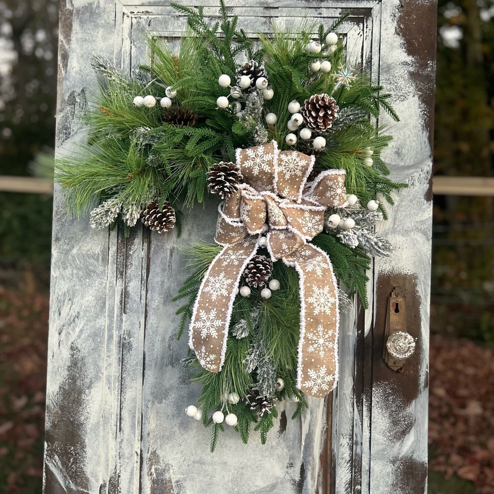 Festive Green and Brown Holiday Wreath